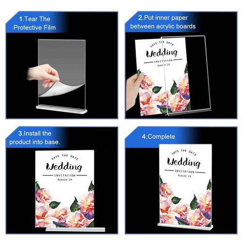 WAEFNO 10 Pack Acrylic Sign Stand 8.5 X 11, Vertical T-Shape Clear Plastic Display, Double-Sided Clear Table Top Sign Holder, Suitable for Office, Store