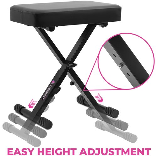 Liquid Stands Foldable Adjustable Piano Bench X-Style Music Stool - Piano Keyboard Bench Seat for Piano Keyboard Stand with Black Cushion Padded Bench for Musicians Piano Stool Chair, Piano Desk