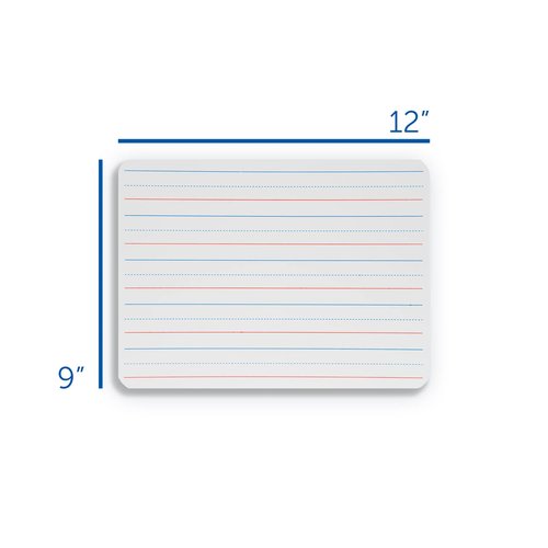 Flipside Products 9" x 12" Red and Blue Lined/Blank Two-Sided Dry Erase White Boards, Class Pack, Double Sided Lapboard, Reusable for Group Participation, 12 Pack