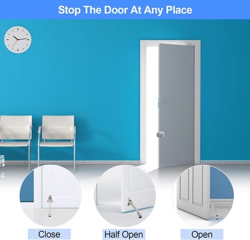 Kickdown Door Stop | 4 Pack Heavy Duty Door Stoppers with Rubber Tip & Adjustable Spring Lever