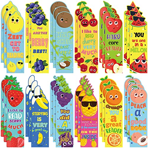 Fainne 60 Pcs Fruit Scented Bookmarks for Kids - Scratch & Sniff Fruit Design