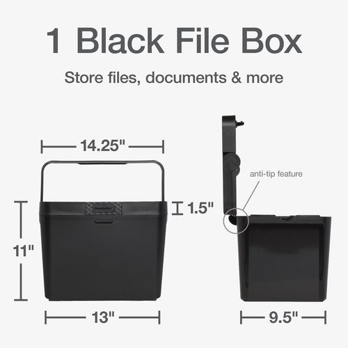 Pendaflex Portable File Box, Letter Size, Black, 14"" x 10.5" x 10.75"