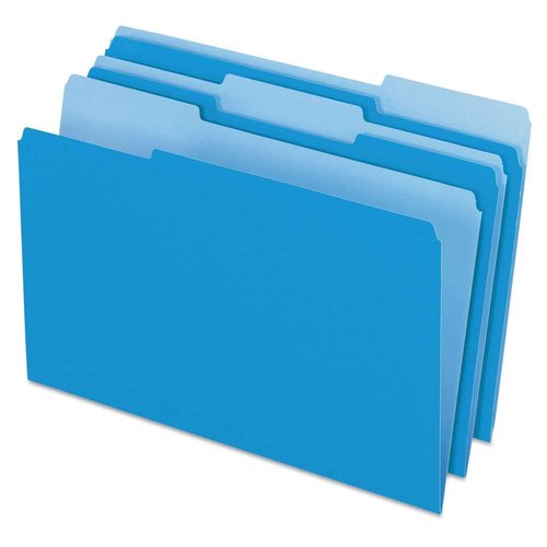 Pendaflex Two-Tone Color File Folders, Legal Size, Blue, 1/3 Cut, 100/BX (153 1/3 BLU)