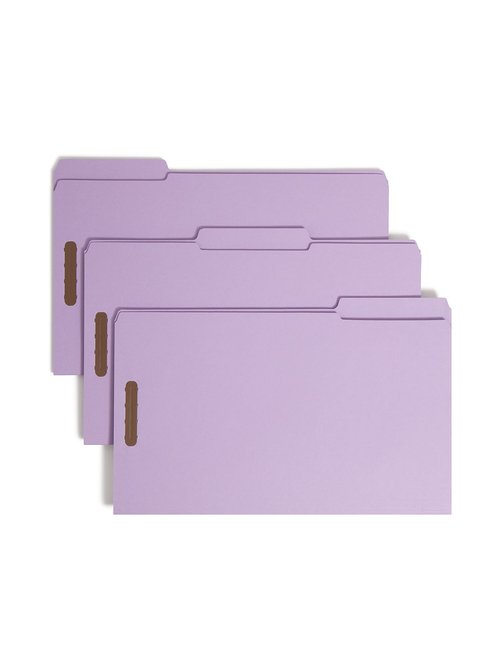 Smead Fastener File Folder, 2 Fasteners, Reinforced 1/3-Cut Tab, Legal Size, Lavender, 50 per Box (17440) (Pack of 1)