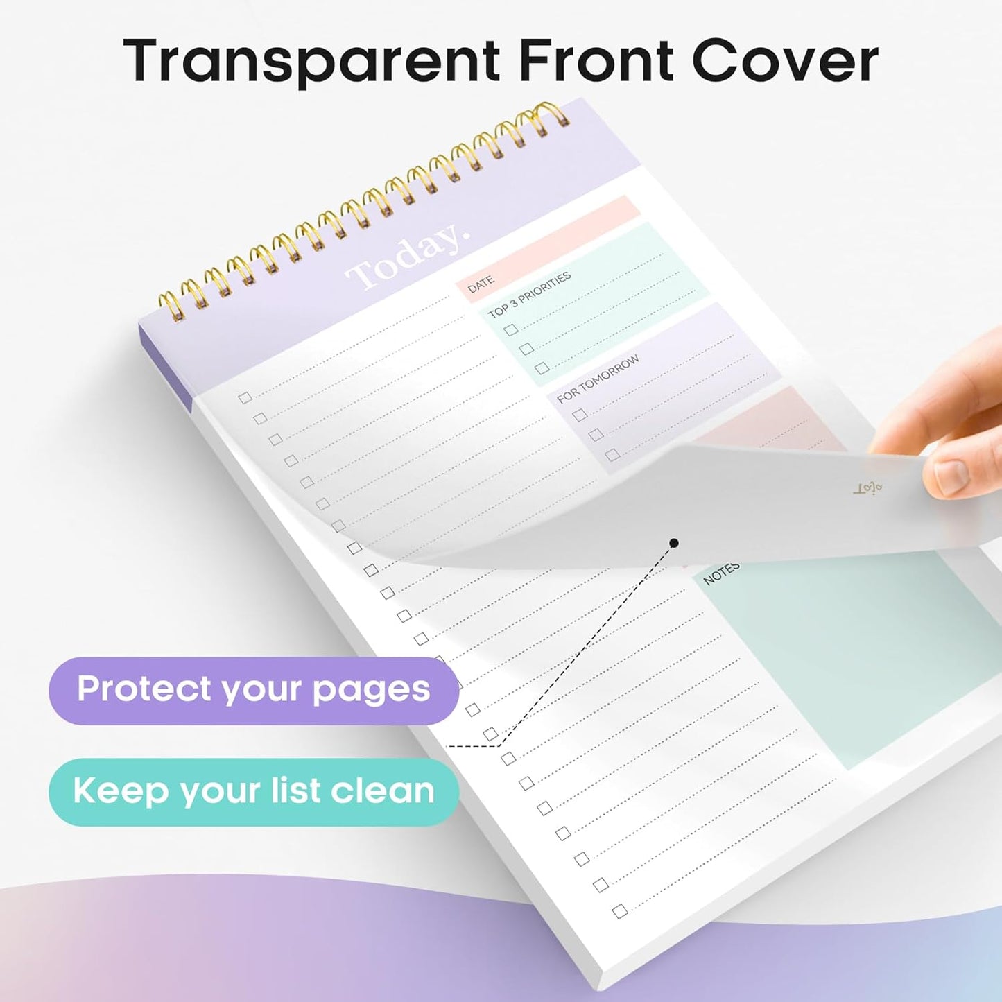 Taja To Do List Notepad - Undated Daily Planner with 52 Sheets | 9.8" x 6.5" for Work & Home - Violet Dream