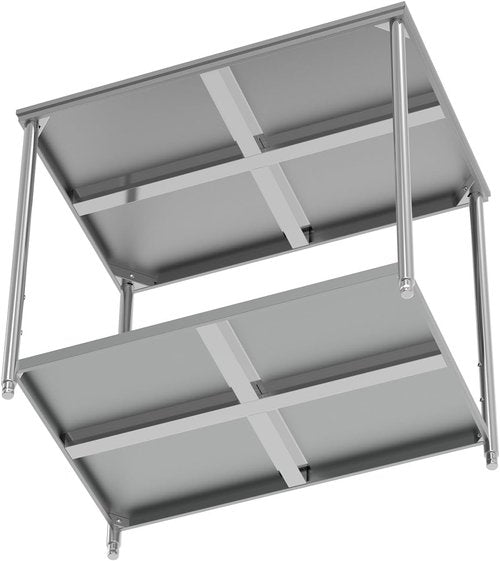 Heavy Duty Stainless Steel Kitchen Prep Table - Adjustable Undershelf | 24 x 24 x 33.5 Inch Workstation