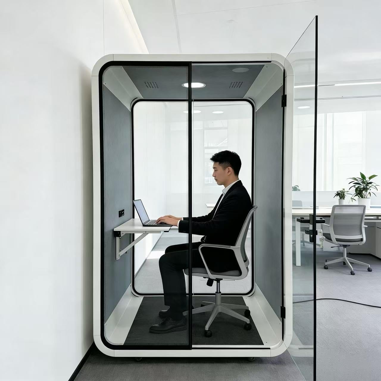 Skiennix Portable Soundproof Booth - Privacy Office Pod with LED Lighting & USB Ports | Ideal for 1-2 Persons