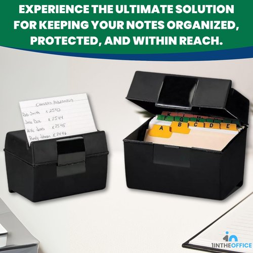 1InTheOffice Index Card Box 4x6 Index Card Holder 400 Capacity (2 Pack)