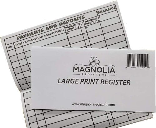 Large Print Checkbook Registers by [Brand Name] - 10 Pack for Low Vision | 3" x 6" Size