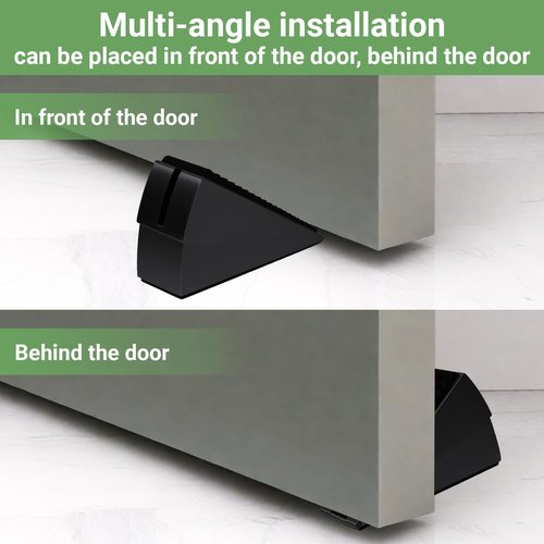 Large Door Stopper - Metal Door Wedge, Tall Door Stopper, Spring Rubber for Extra Strong Grip (Black, 1 Pack)