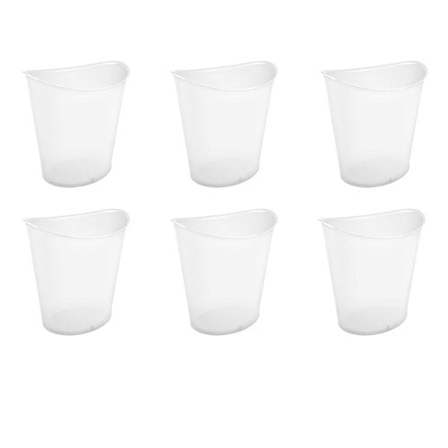 Sterilite 3 Gallon Oval Wastebasket with Lid, Small Plastic Trash Can for the Bathroom, Bedroom, Dorm or Home Office, Clear, 6-Pack