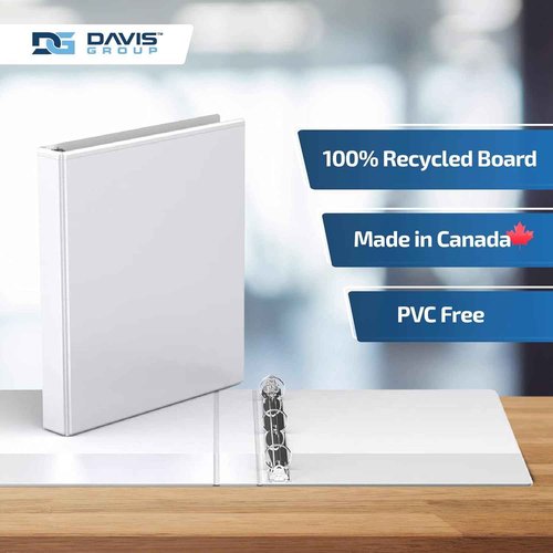 Davis Group Easyview Junior - Premium Small Clear-View 3-Ring Binder for School, Office, or Home, Made in Canada, 2-Inch Mini, 8.5"x5.5", White