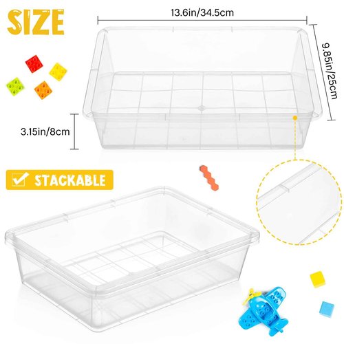 Hoteam 10 Pcs Flat Storage Organizer Tray Bin Letter Size Paper Tray for Classroom Plastic Stackable File Organizer for School Office Teacher Book Organization（ Clear, 13.78 x 9.84 x 3.15 Inch）