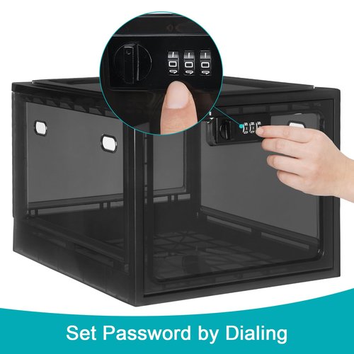 Lalifebuss Combination Lock Boxes for Personal Items, Lockable Storage Box for Office Locker/School/Medicine/Snacks/Phone Jail/Electronic/Home (2 Pack/Black)