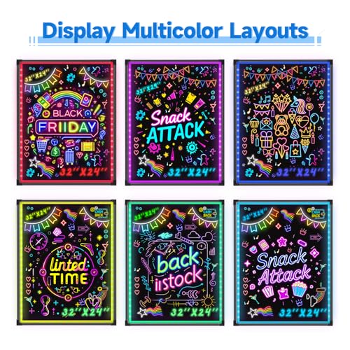Hosim 32x24 Colorful LED Message Board Neon Sign for Business & Events