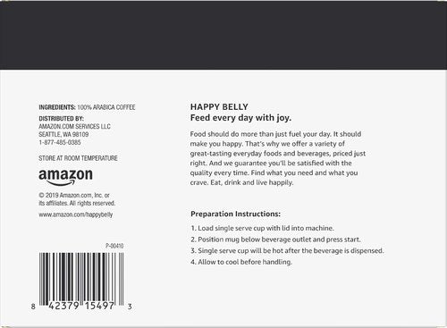 Happy Belly Dark Roast Coffee Pods - Compatible with Keurig 2.0 | 100 Count Pods