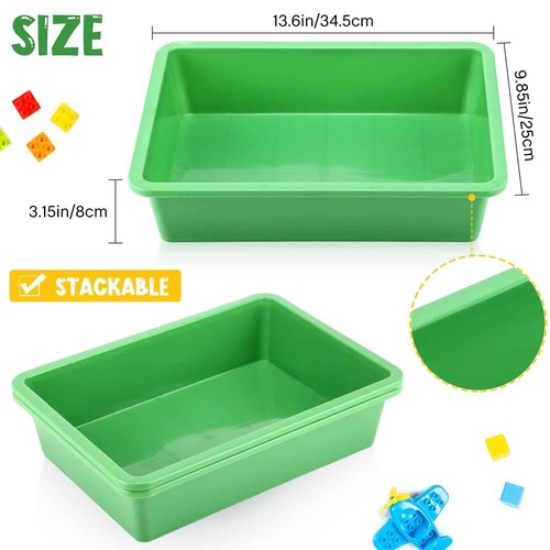 Hoteam 18 Pcs Flat Storage Organizer Bins Letter Size Paper Tray Classroom Storage Plastic Art Trays Classroom Pencil Organizer Baskets for School Office Teacher Book Organization(Green)