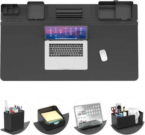 KDD Desk Pad Set - 5-in-1 Large Mouse Mat with Phone Stand, Cup Holder & Storage Box | Office & Home Accessories