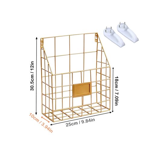 Hanging Wall File Rack 1Pack Office Hanging Magazine Rack Metal Mail Organizer Wire Basket Wall Mount Magazine Folder Wall Mounted File Organizer Holder for Office Home Work Organizing Display Files
