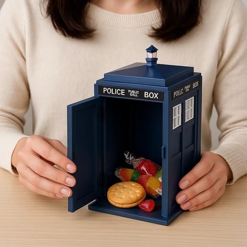 CEDAR ALPHA Wooden Tardis Cookie Jar, Desk Shed, Wood Desk Shed Pen Pencil Holder, Container