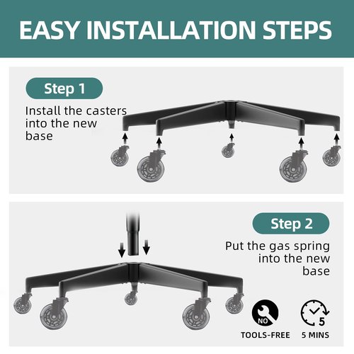 Office Chair Base-Office Chair Replacement Parts Heavy-Duty 28 Inch Metal Desk Chair Base 2400Lbs,Chair Bottom Part with Universal Caster and Gas Cylinder Size