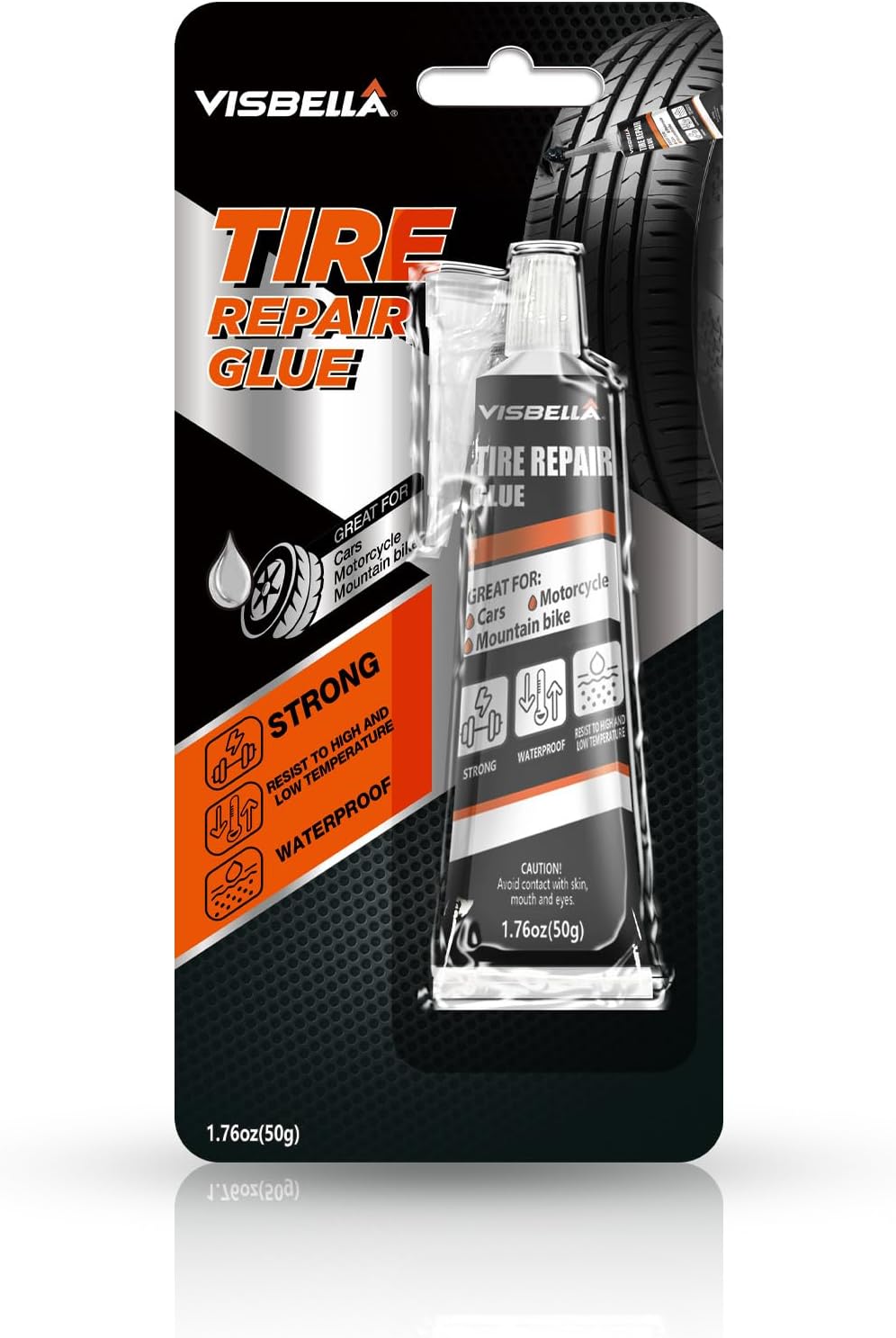Visbella Tire Repair Glue - Black Rubber Cement for Sidewall Scratch Repair | 1.76oz Fix a Flat Solution