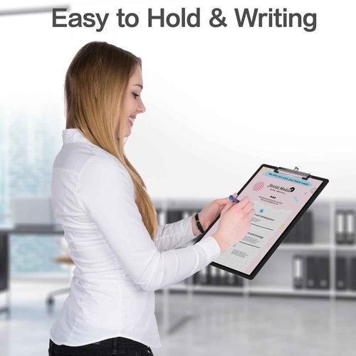 Juvealoe Legal Size Clipboard, 8.5 x 14 Black Plastic Long Clip Board with Low Profile Clip, 9 x 15 in, Suitable for Legal Lawers and Business, Office Supply(Pack of 20)