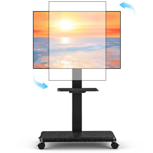 Neothm Mobile TV Stand with Wheels, Swivel Rolling TV Stand for 32-75 Inch TVs with Shelf, Landscape to Portrait, Height Adjustable Portable TV Cart with Tilt, VESA 600x400mm, 110lbs Capacity