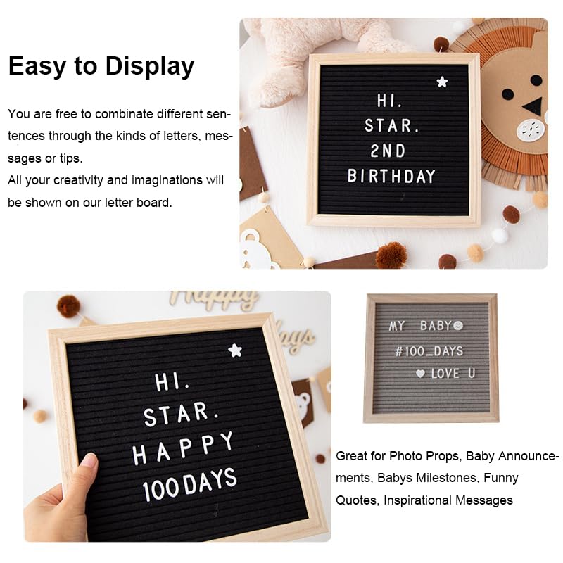 Hiflyer 9x9 Inch Felt Letter Board with 145 Reusable Characters for Announcements and Decor