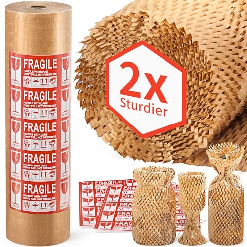 JARLINK Honeycomb Packing Paper Roll 15"x213' Eco-Friendly Bubble Wrap Alternative