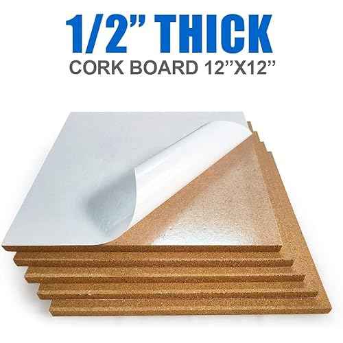 Corksidol Cork Tiles 12"x12" - 1/2" Thick -Bulletin Board-Cork Board- Ultra Strong Self Adhesive Backing for Floor/Wall/DIY-10 Pack