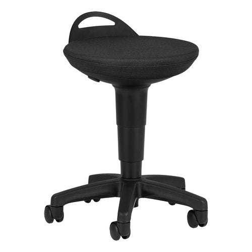 Learniture Rolling Adjustable-Height Padded Stool - Black