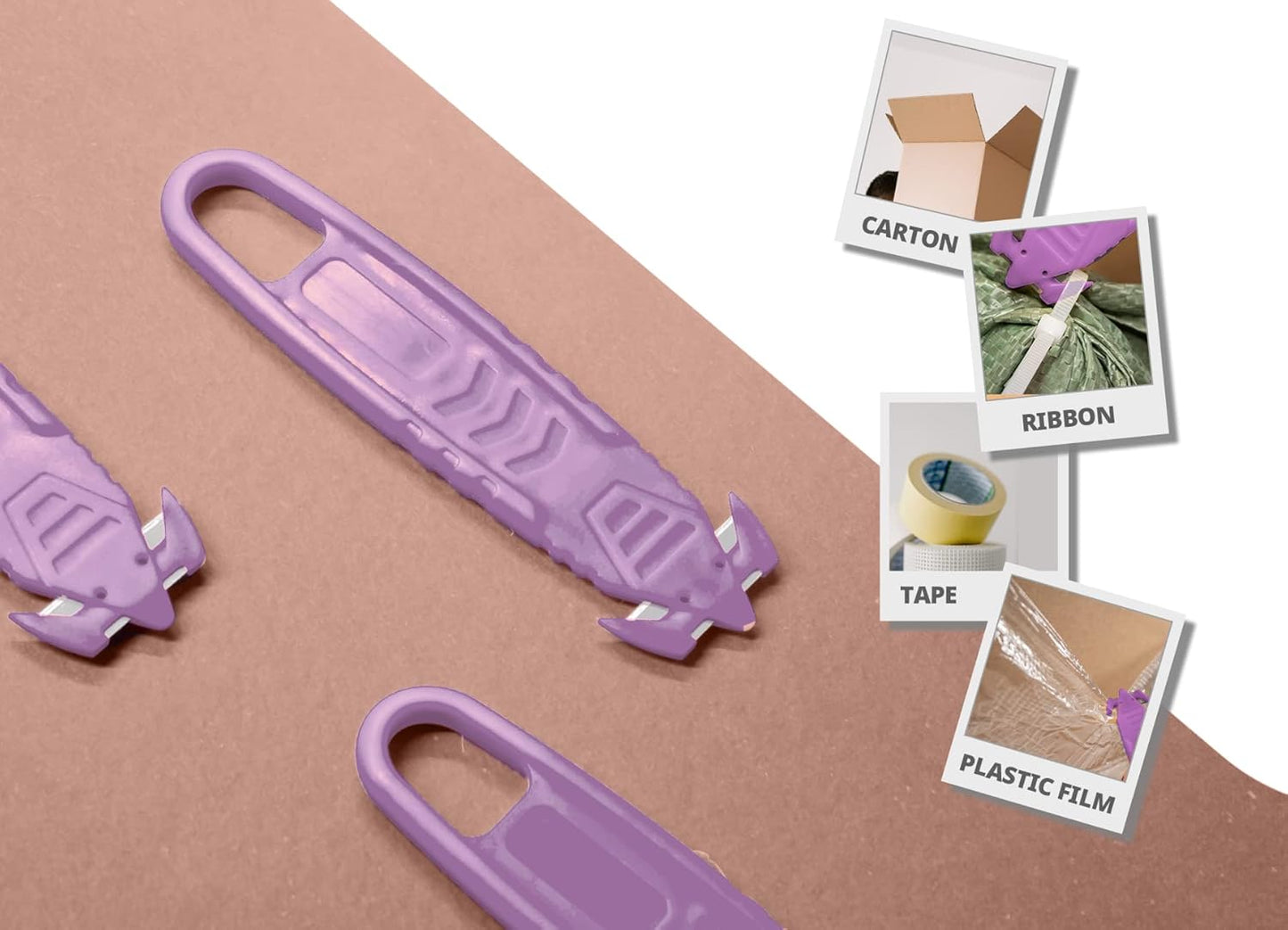 T TOVIA Safety Box Cutter Knife - Recessed Stainless Steel Blade | 10-Pack Plastic Cutter in 5 Colors
