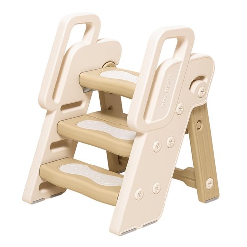 2-in-1 Foldable Toddler Step Stool for Bathroom Sink and Potty Training Ladder — Adjustable, Non-Slip Kitchen Helper Stool for Kids with Secure Handrails — Easy-to-Clean Plastic Toddler Standing Tower