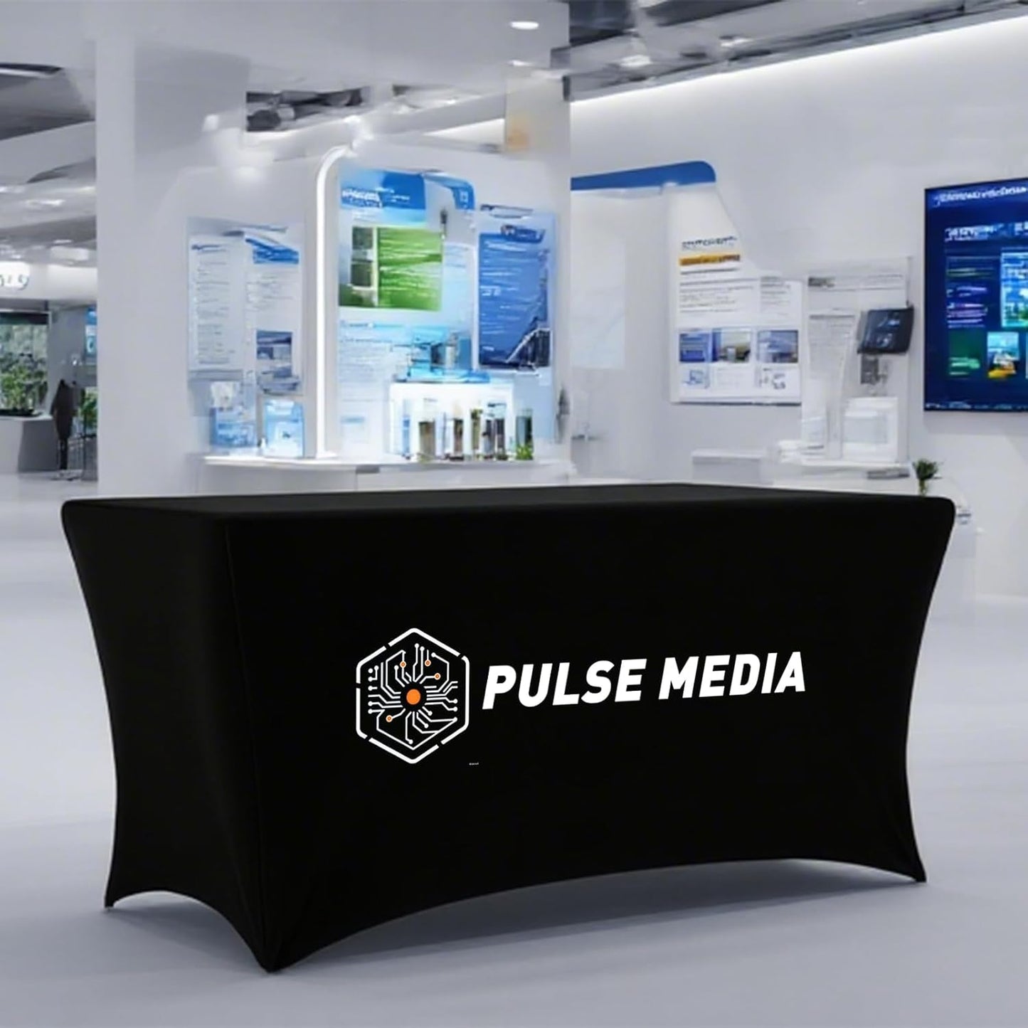 Skiennix Custom Stretch Spandex Table Cloth - Personalized Logo Design for Events | 4FT, 5FT, 6FT, 8FT