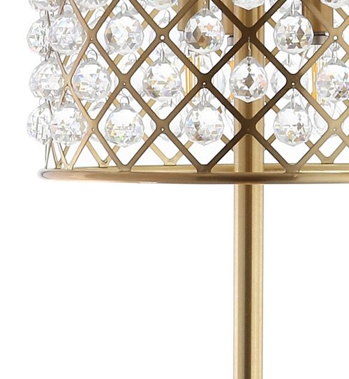 JONATHAN Y JYL9000A Elizabeth 60" Crystal/Metal LED Floor Lamp, Contemporary, Transitional, Elegant, Geometric, Office, Living Room, Family Room, Dining Room, Bedroom, Hallway, Foyer, Brass Gold/Clear