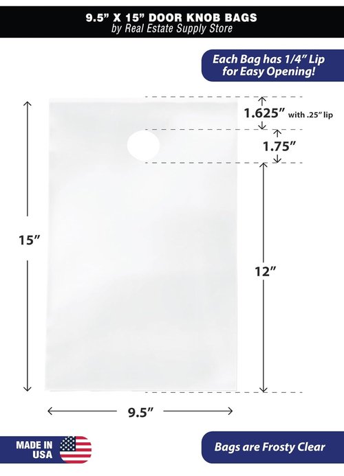 Frosty Clear Plastic Door Knob Hanger Bags by [Brand Name] - 9.5" x 15" Weatherproof Flyers & Promotions (300 Pack)