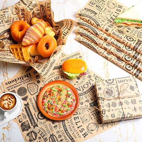 Ireer 600 Pcs 15" Newsprint Sandwich Wrapping Paper Wax Paper, Brown
