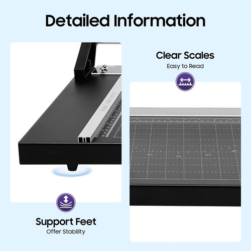 LNUJIUN 24 Inch Rotary Paper Trimmer Photo Paper Cutter with Positioning Ruler & 2 Blades Cut Paper Cutter for Photo Sticker Shops, Offices