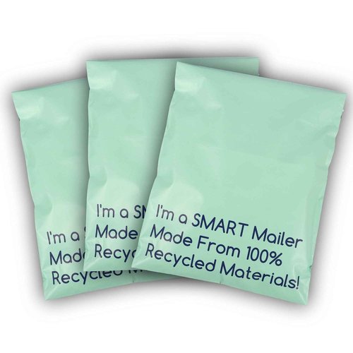 100 Count, 12x15.5 inch 100% Recycled Poly Mailers Eco Friendly Packaging Envelopes Supplies Mailing Bags 2.5 Mil Thick - SMART Mailer
