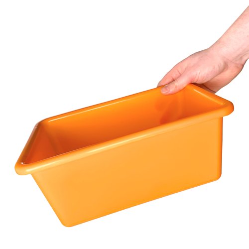 BloxBerry Small Cubby Bins 12 Piece Pack for Office Storage Kids Classroom or Toy Home Organizing Cube Bin with Plastic Container Self Adhesive Labels (11.6 x 7.7 x 4.9 Inch