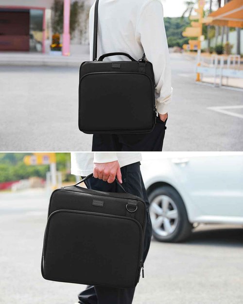 HINOOR 3-Inch 3-Ring Zipper Binder with Shoulder Strap, D-Ring Zip Up Binder with 700 Sheets Capacity, Compatible with 13" MacBook, 12.9" Tablet, for Middle School, College, Office (Black)