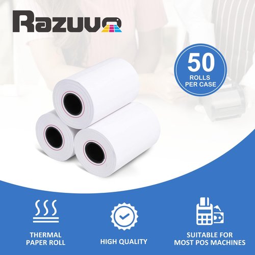 50 Rolls- 2 1/4 X 50 Thermal Receipt Paper Rolls- Fits All Pos Cash Registers, For Clover POS Cash Register Printers-Premium Quality German Paper