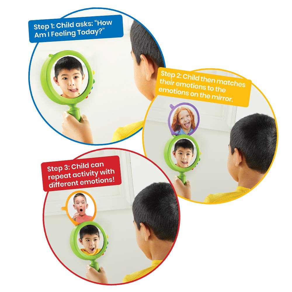 hand2mind See My Feelings Mirror, Play Therapy Toys, Mindfulness for Kids, Emotional Regulation for Kids, Social Emotional Learning Activities, Calm Down Corner Supplies, Calming Corner (Set of 1)