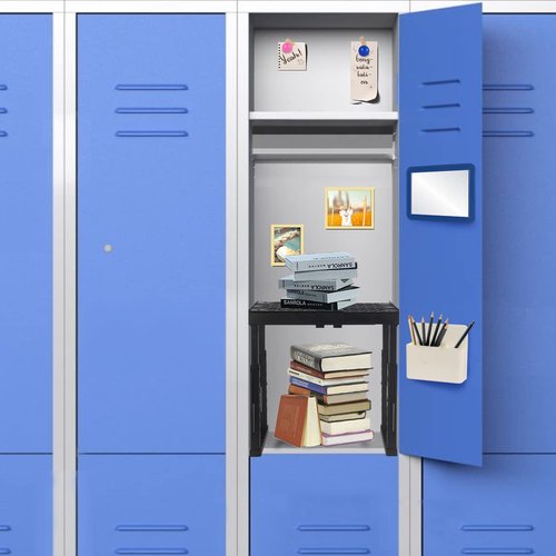 Svartur Adjustable Locker Shelf Organizer – Back to School Essentials Locker Organizer for Girls & Boys – Expandable Height & Width, Stackable, Durable– Fits Most Standard Lockers, Black, Pack of 2