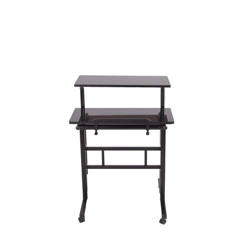 Mind Reader Mobile Sitting, Standing Desk, Rolling Reversible Home Office Laptop Workstation with Side Storage, Locking Wheels, Black