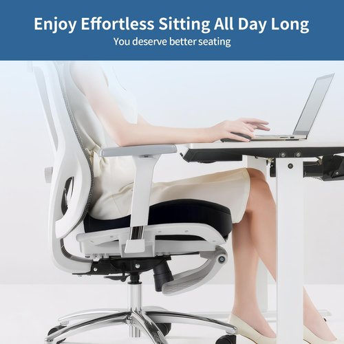 HANQIMER Dense Memory Foam Seat Cushion for Tailbone Pain Relief - Orthopedic Coccyx Support for Hemorrhoid & Sciatica - Fits Wooden/Office Chairs & Home