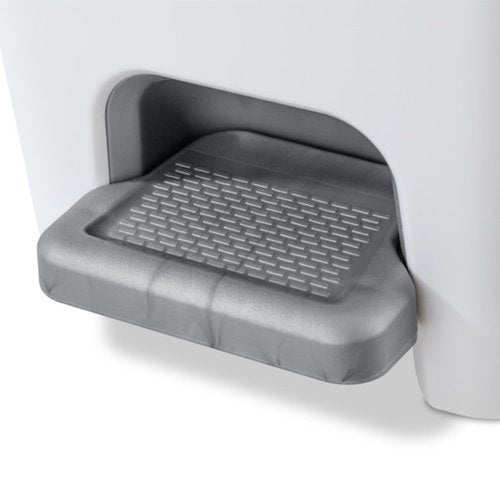 Sterilite 2.7 Gallon Rectangular StepOn Wastebasket, Small, White lid and base with Titanium pedal and Liner