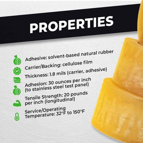 WOD BCST Biodegradable Packaging Tape, Clear, 1 inch x 72 yds (Pack of 10) Cellophane Stationery Eco Friendly Tape for Carton Sealing, Moving, Shipping, & Office