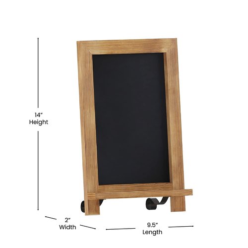 Flash Furniture Canterbury 10 Pack Tabletop Magnetic Chalkboards - Torched Wood Finish - 9.5" x 14" - Metal Folding Legs - Hanging Message Board - Counter Memo Board